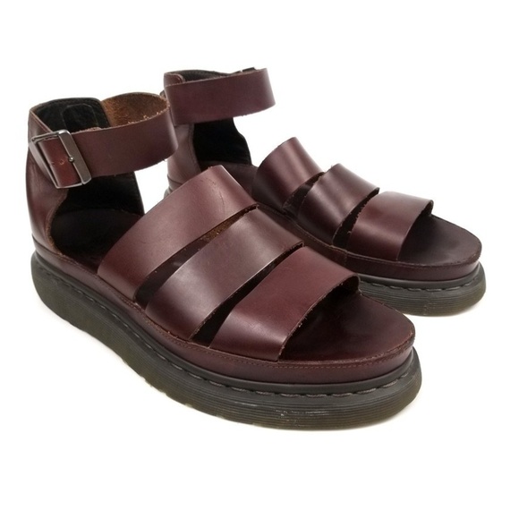 RARE Dr. Martens Gladiator Brando Platform Leather Strap Sandals Men 10 Burgundy - Picture 4 of 9
